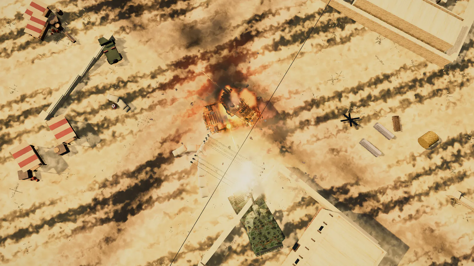 Tank battle in a desert town