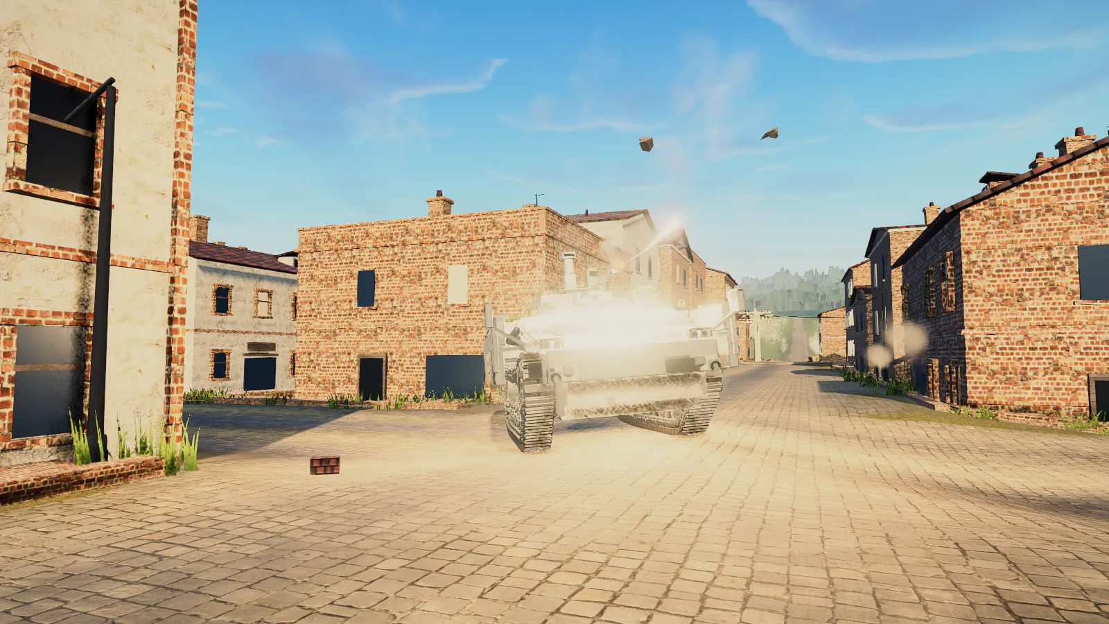 Close game-rendered tank firing in Steinburg