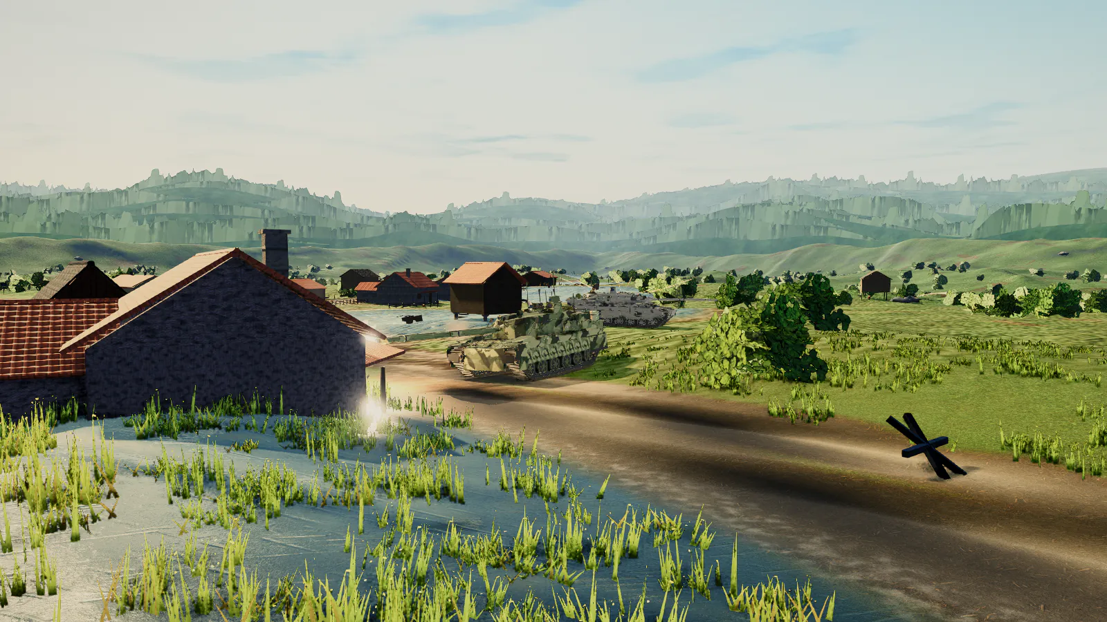 Mobile-compatible battlefield composition rendered by the game