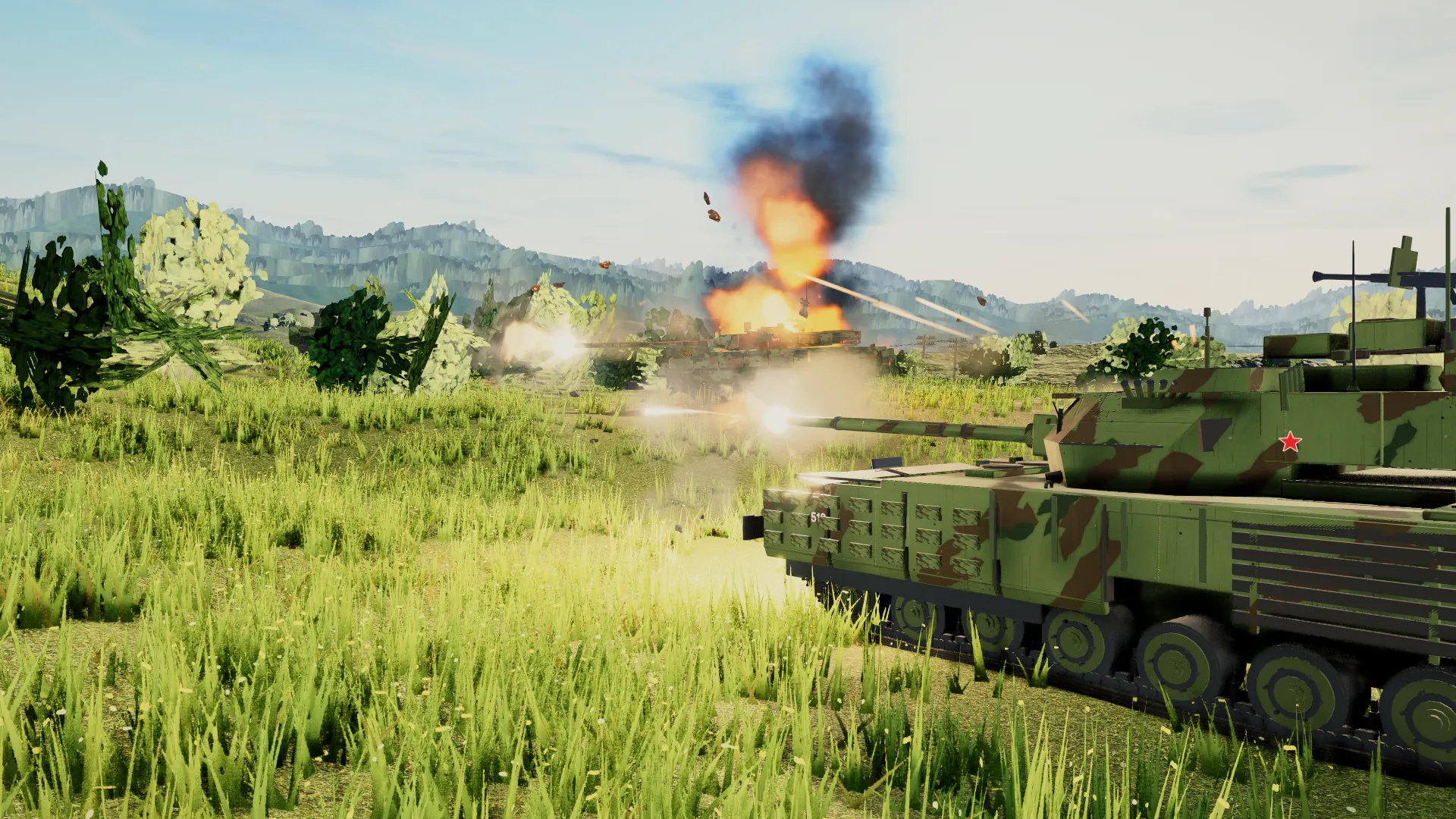 Challenger 1 on a green battlefield