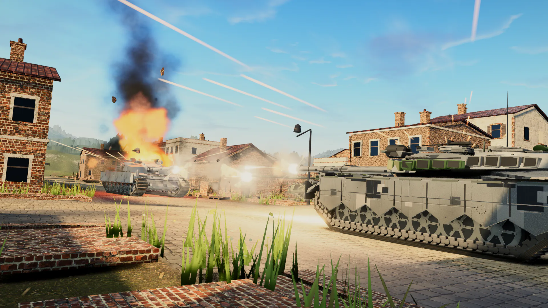 Tank firing through an urban alley