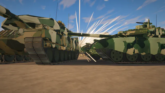 在西罗科旱谷，一辆 T-90M 撞上 Leopard 2A6，火花四溅
