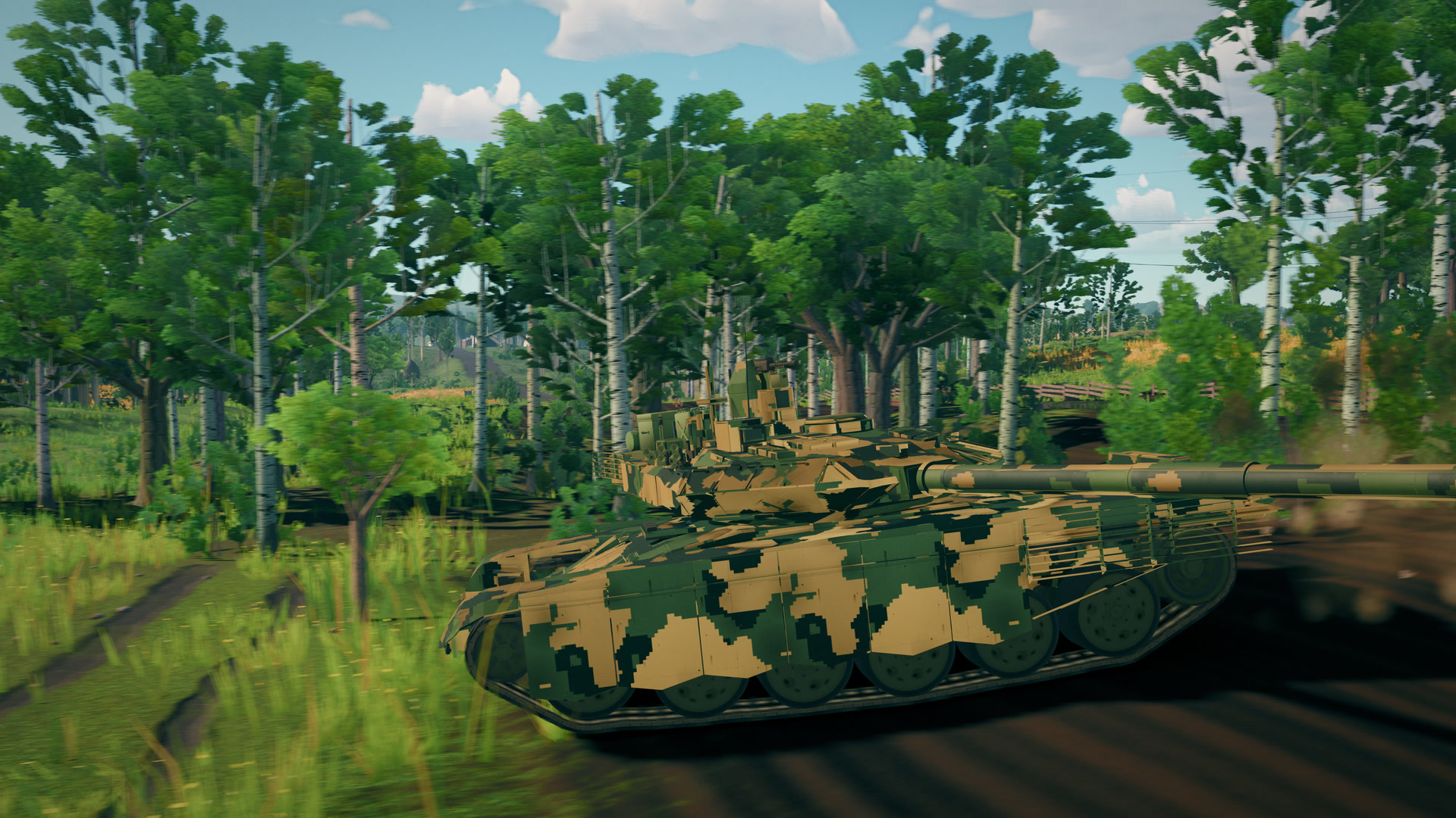 A T-90SM wedge assaults through the burning fields