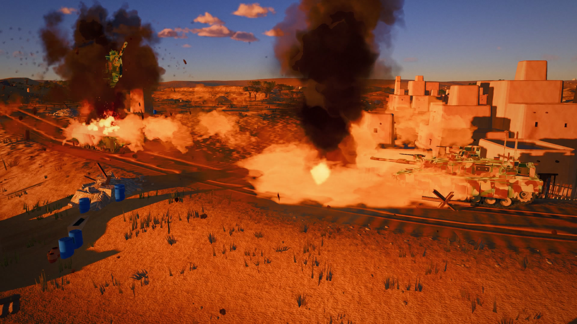 An M1A2 Abrams SEPv3 knocks out a T-14 Armata by the caravanserai at sunset