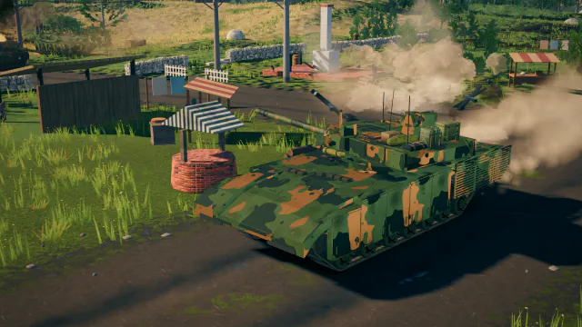 一辆 T-14 Armata 驶过翠野原的谷仓向前推进