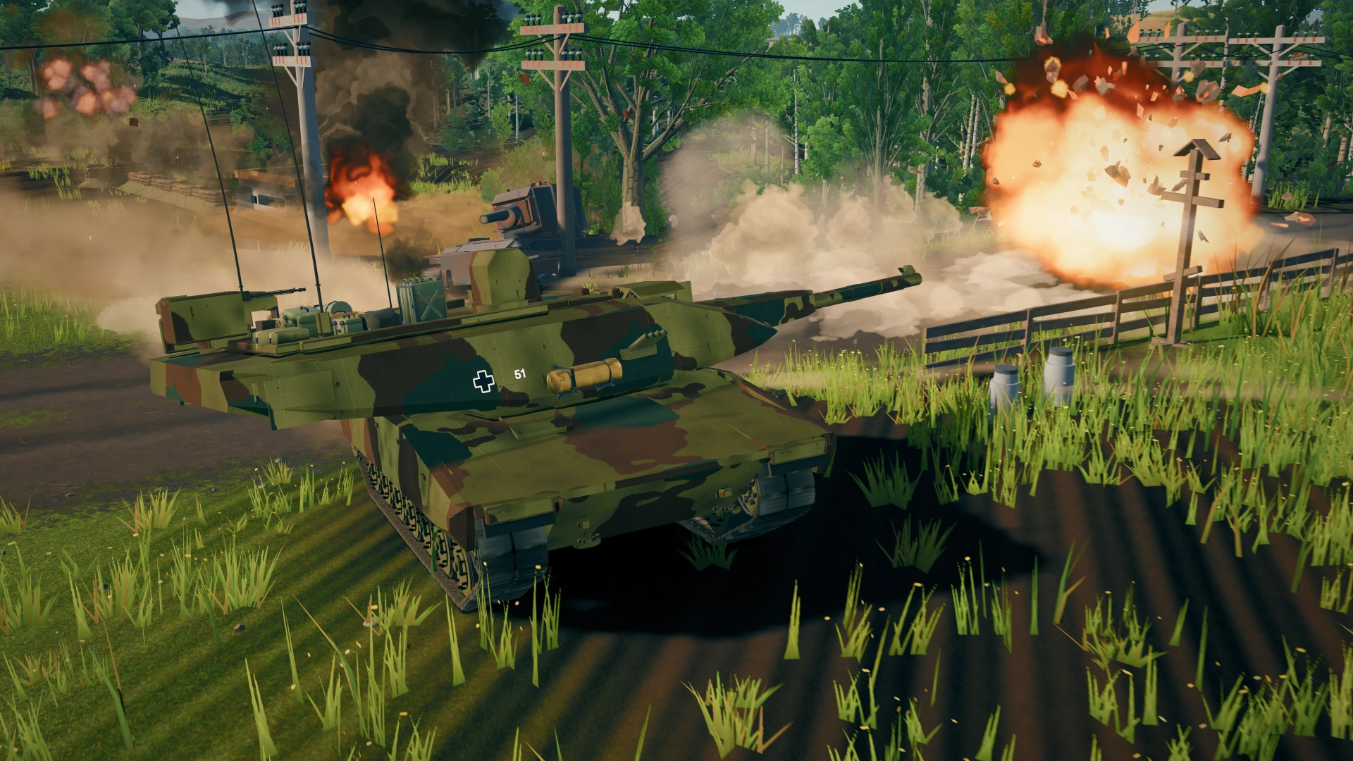 Type 90 与 Type 89 穿过农庄作战,在炮火下保持间距