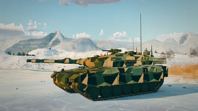 一辆 Stridsvagn 122 冒着炮火穿越冰封湖面