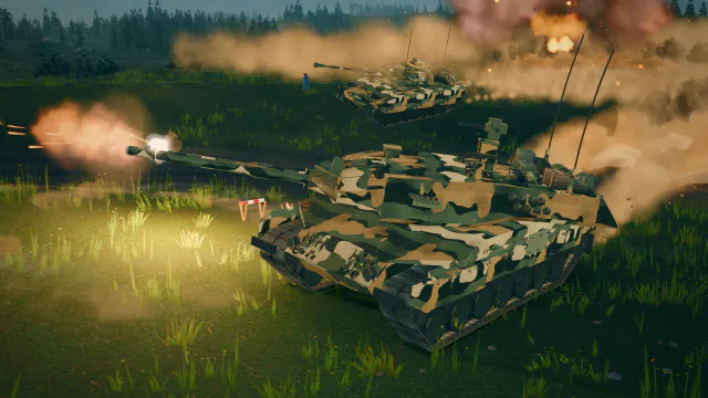 一辆 Leopard 2A7V 在炮火中驶过诺德港的港口公路