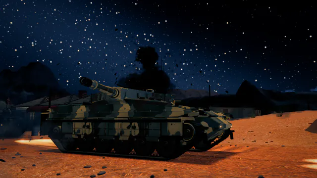 夜间，一辆 Merkava Mk 2D 在铜台地矿场击毁一辆 T-64BV1