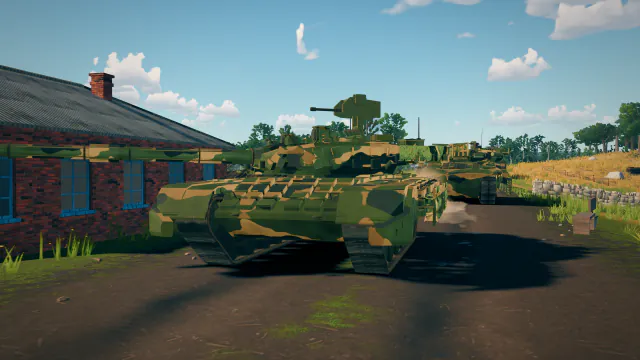 一辆 T-80U Husarz 与一辆 PL-01 坚守村庄十字路口