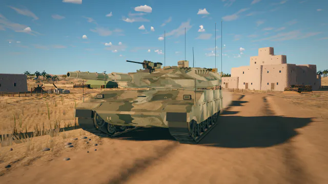 一辆 T-62MV-1 在商队驿站旁被击毁