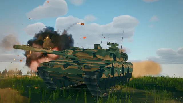 一辆 T-90 在峡湾上方的公路上燃烧