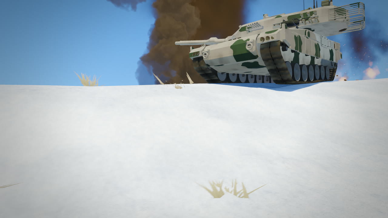 冰川关，白天：Stridsvagn 122 对 T-80BV